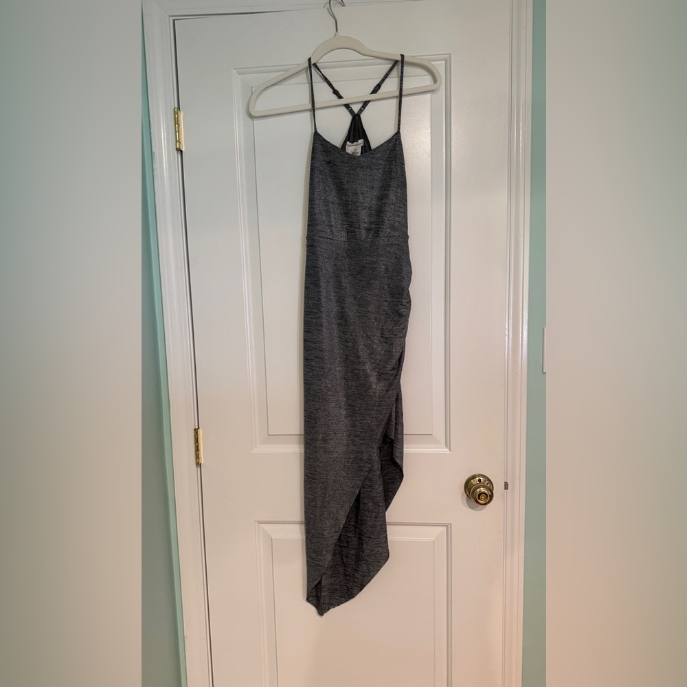 Gun-metal asymmetrical dress